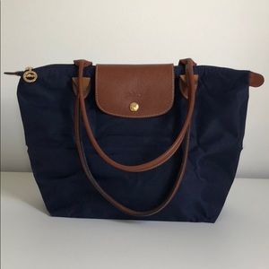Longchamp Le Pliage tote bag M navy large handle